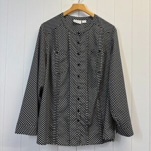Kathy Che Women Old Money Polka Dot Button Down Top Size 22 Preppy Retro Vibes